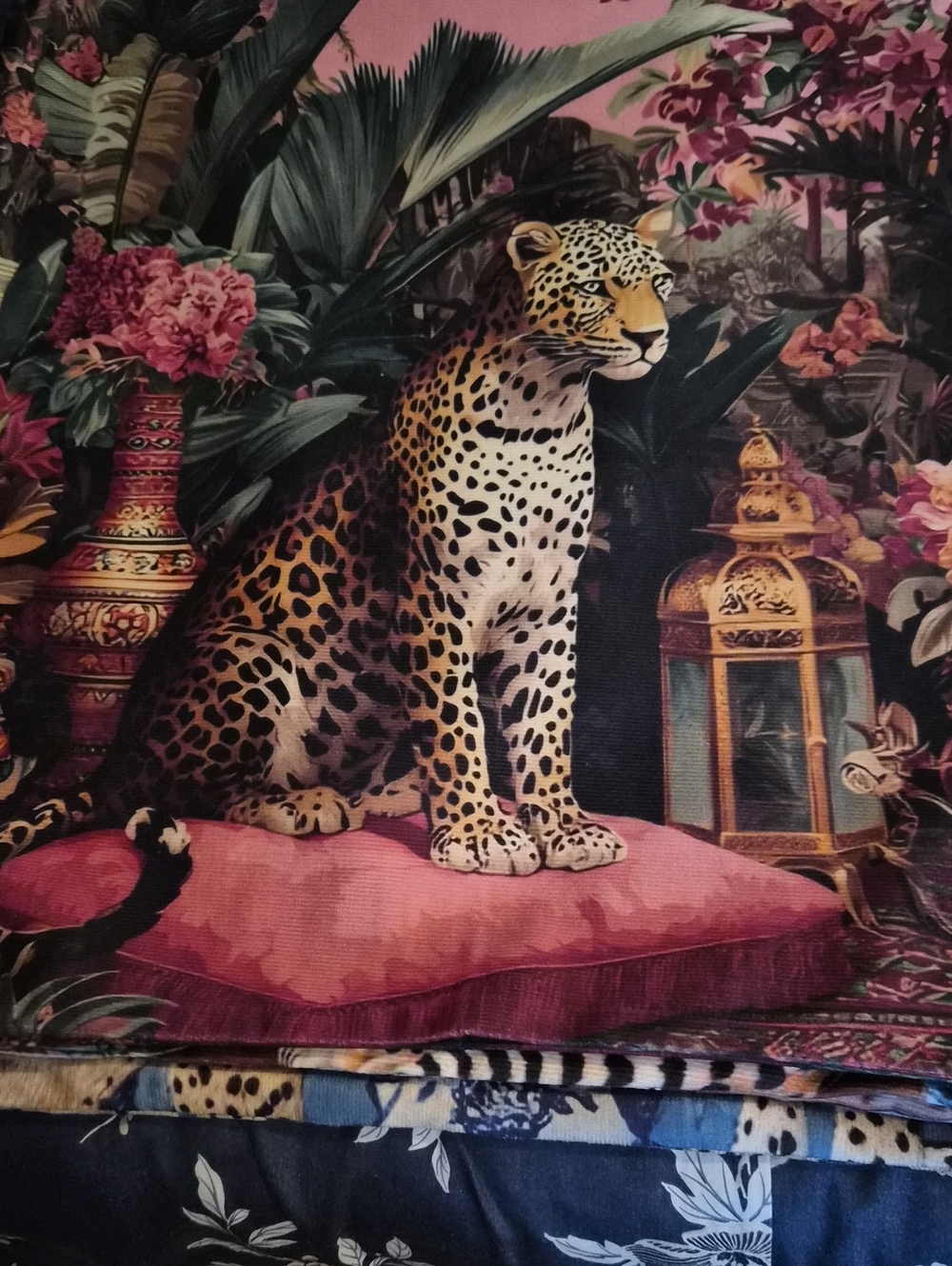 How Beautiful. How Regal. How Fabulous! A Group Of 3 Leopards With Orchids.